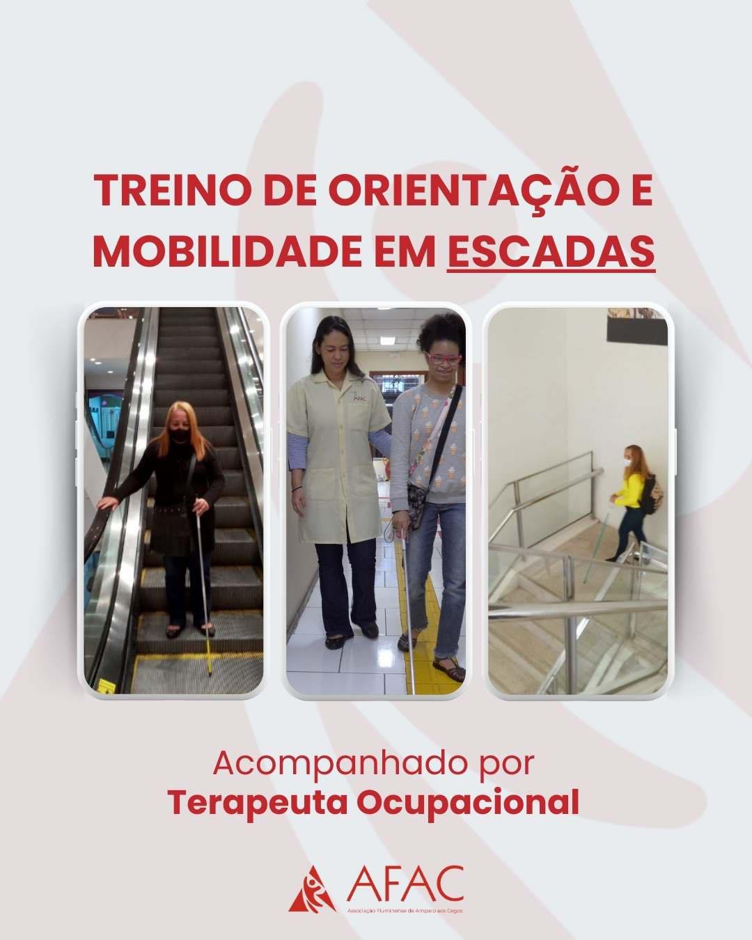 Imagem treino de orientação de mobilidade em escadas